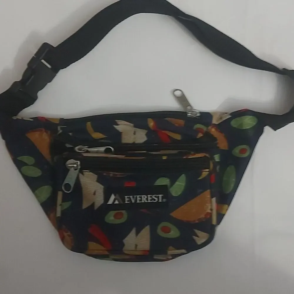 Everest Navy Blue Fanny Pack Taco Food Print Belt 90s Gorpcore Granola Girl Twee